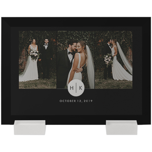 Circle Monogram Flat Glass Print, 5x7, Flat, Black, black