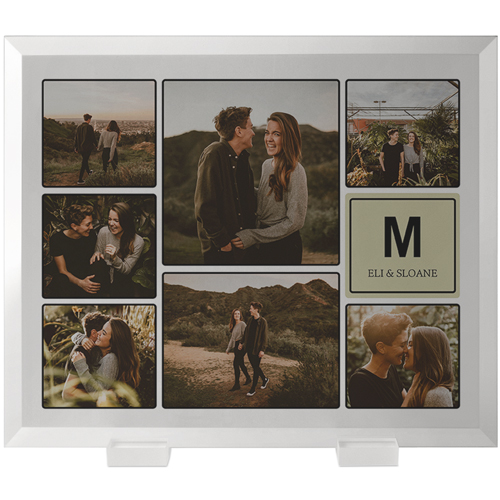 Pictogram Initial Flat Glass Print, 10x12, Flat, Beige, willow