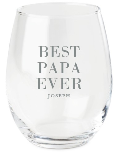 Best Papa Ever Wine Glass, Etched Wine, White