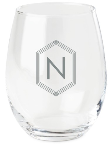 Geo Frames Wine Glass, Etched Wine, White