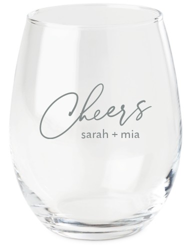 Scripted Cheers Wine Glass, Etched Wine, White