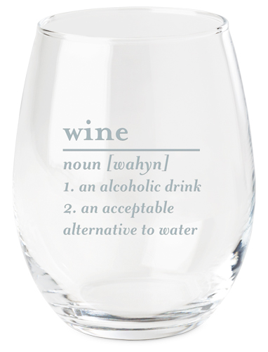Word Definition Wine Glass, Etched Wine, White