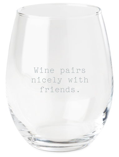 Open Quote Wine Glass, Etched Wine, White