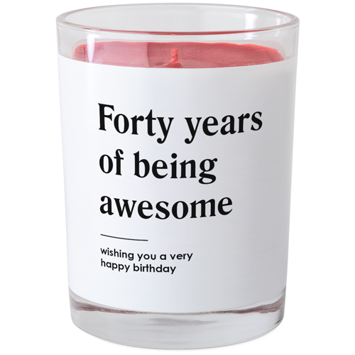 Modern Birthday Text Glass Candle, Glass, Fireside Spice, 9oz, White