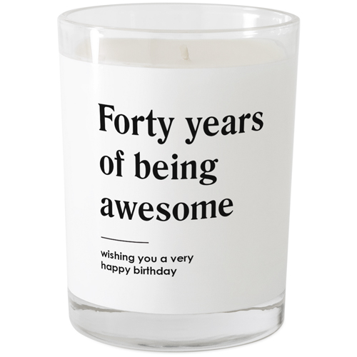 Modern Birthday Text Glass Candle, Glass, Unscented, 9oz, White