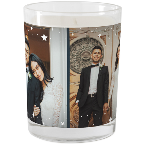 Stars Overlay Glass Candle, Glass, Grapefruit Blossom, 9oz, White, white