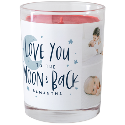 Love You to the Moon Stars Glass Candle, Glass, Fireside Spice, 9oz, Blue