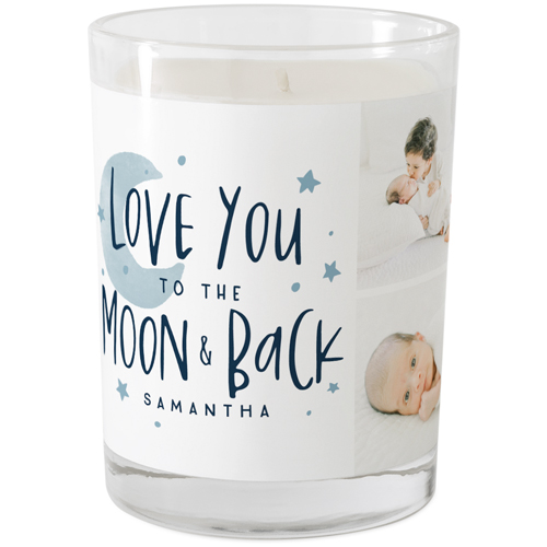 Love You to the Moon Stars Glass Candle, Glass, Ocean Breeze, 9oz, Blue