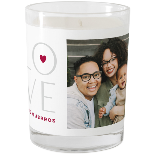 Stacked Love Collage Glass Candle, Glass, Unscented, 9oz, Gray