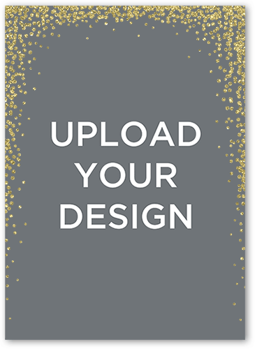 Upload Your Own Snowfall Baby Shower Invitation, White, Antique Gold Glitter, Matte, Signature Smooth Cardstock, Square, White