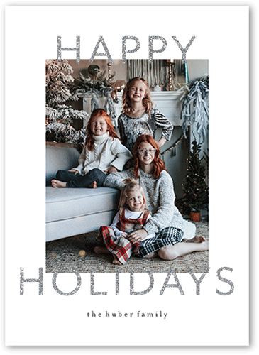 Modern Magnificence Holiday Card, White, Holiday, Silver Glitter, Matte, Signature Smooth Cardstock, Square