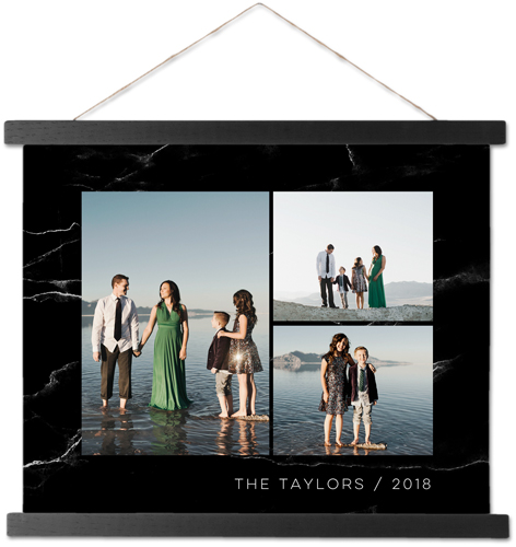 Black Marble Hanging Canvas Print, Black, 11x14, Black
