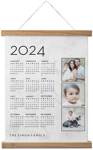 Photo Calendar Hanging Canvas Print, Natural, 11x14, White, white