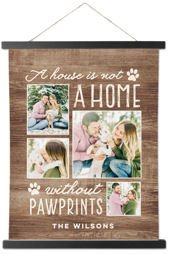 Rustic Pawprints Hanging Canvas Print, Black, 11x14, Brown, brown