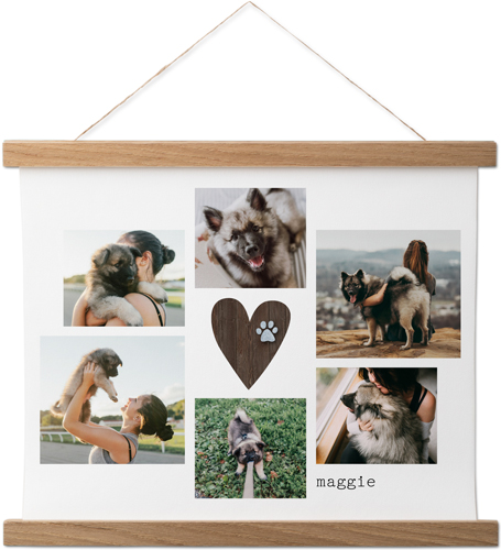 Rustic Paw Heart Hanging Canvas Print, Natural, 11x14, Brown, chocolate