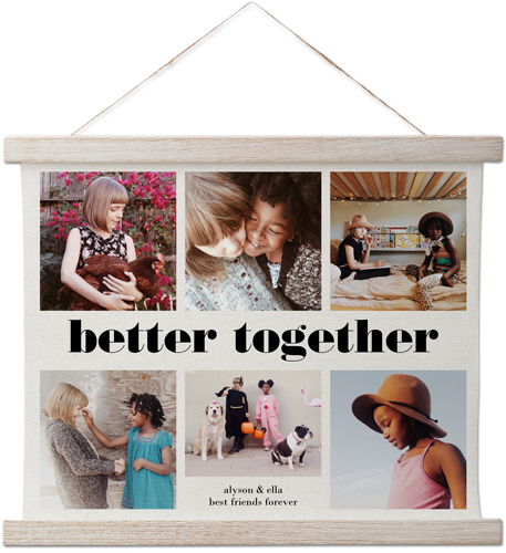 Better Together Collage Hanging Canvas Print, Rustic, 11x14, Black