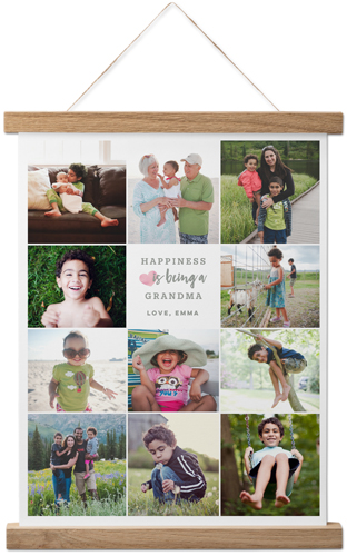 Happiness Heart Collage Portrait Hanging Canvas Print, Natural, 11x14, White, white