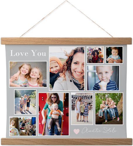 Simple Heart Collage Hanging Canvas Print, Natural, 11x14, Gray
