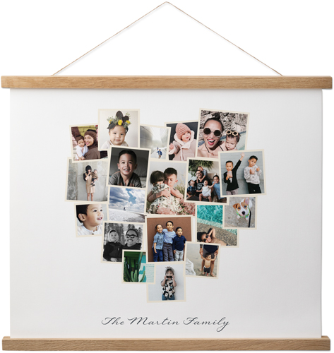 Heart Collage Landscape Hanging Canvas Print, Natural, 16x20, White, white