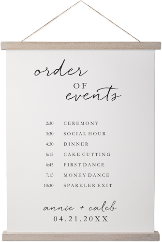 Scripted Order of Events Hanging Canvas Print, Rustic, 16x20, White