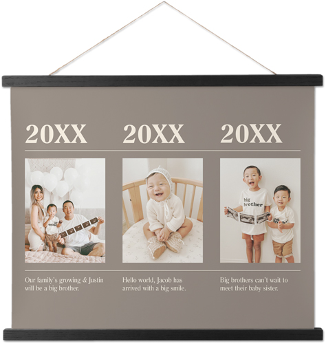 Timeline of Life Hanging Canvas Print, Black, 16x20, Gray, ash