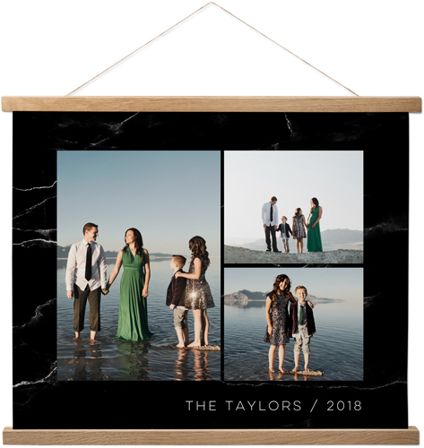 Black Marble Hanging Canvas Print, Natural, 16x20, Black, black