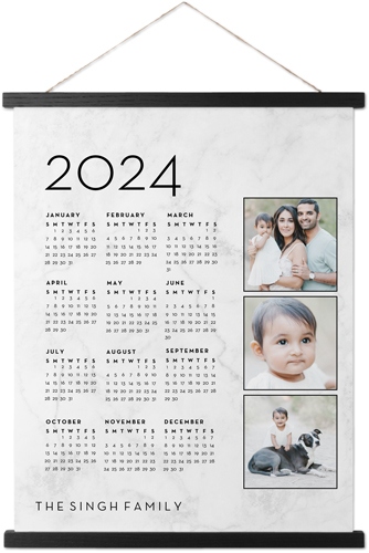 Photo Calendar Hanging Canvas Print, Black, 16x20, White