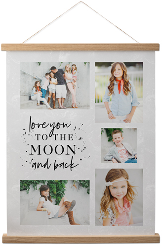 To the Moon Hanging Canvas Print, Natural, 16x20, Gray, silver