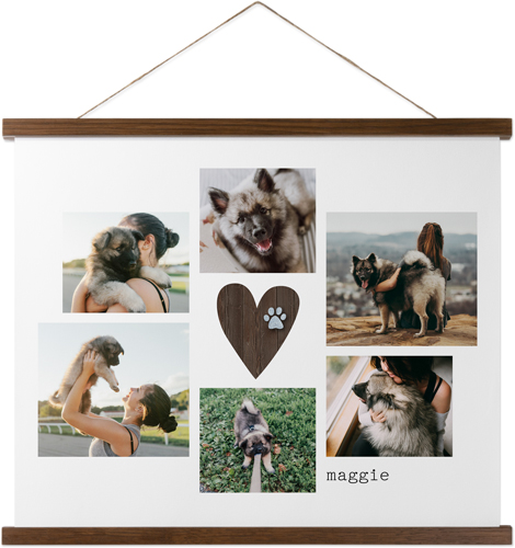 Rustic Paw Heart Hanging Canvas Print, Walnut, 16x20, Brown