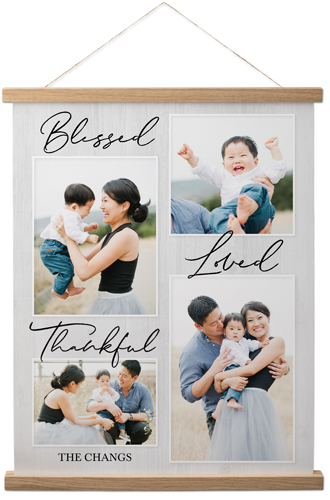 Blessed Weathered Wood Hanging Canvas Print, Natural, 16x20, Gray, gray
