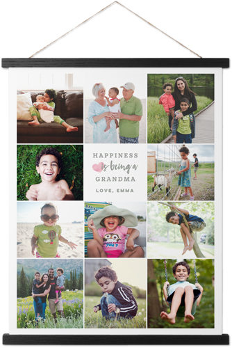 Happiness Heart Collage Portrait Hanging Canvas Print, Black, 16x20, White
