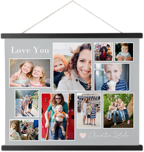 Simple Heart Collage Hanging Canvas Print, Black, 16x20, Gray