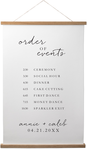 Scripted Order of Events Hanging Canvas Print, Natural, 20x30, White