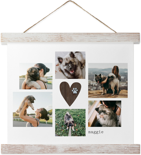 Rustic Paw Heart Hanging Canvas Print, Rustic, 8x10, Brown