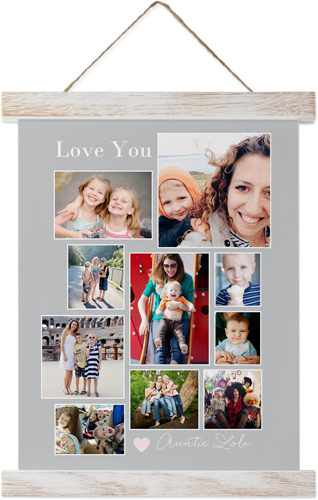 Simple Heart Collage Hanging Canvas Print, Rustic, 8x10, Gray
