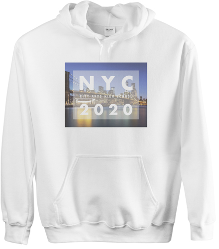 City Vacation Custom Hoodie, Single Sided, Adult (S), White, White