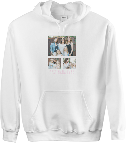 Family Gallery of Three Custom Hoodie, Single Sided, Adult (S), White, White