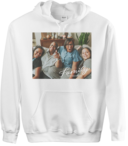 Family Letters Custom Hoodie, Double Sided, Adult (S), White, White, white