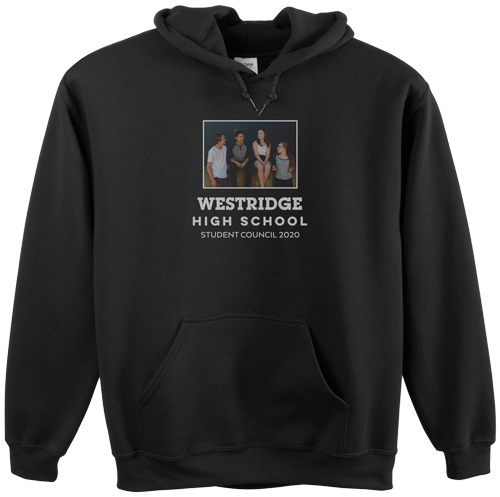 School Gallery of One Custom Hoodie, Double Sided, Adult (S), Black, White, white