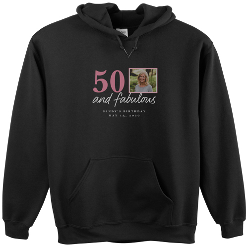 Fabulous Birthday Custom Hoodie, Double Sided, Adult (S), Black, Pink, powder pink