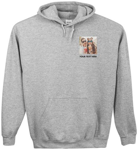 Pocket Gallery of One Custom Hoodie, Double Sided, Adult (S), Gray, White