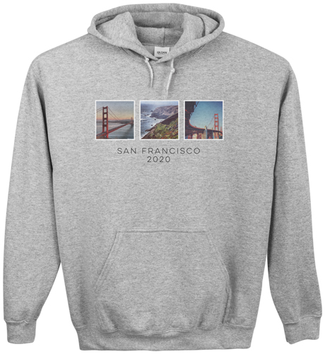 Vacation Gallery of Three Custom Hoodie, Double Sided, Adult (S), Gray, White