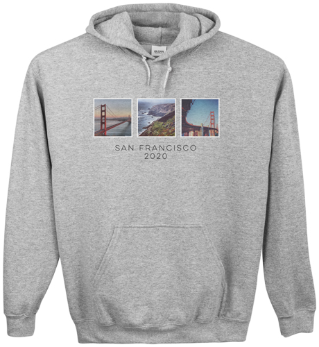 Vacation Gallery of Three Custom Hoodie, Single Sided, Adult (S), Gray, White, white