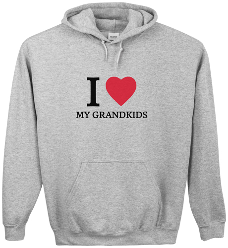 Heart My Grandkids Custom Hoodie, Single Sided, Adult (S), Gray, Red