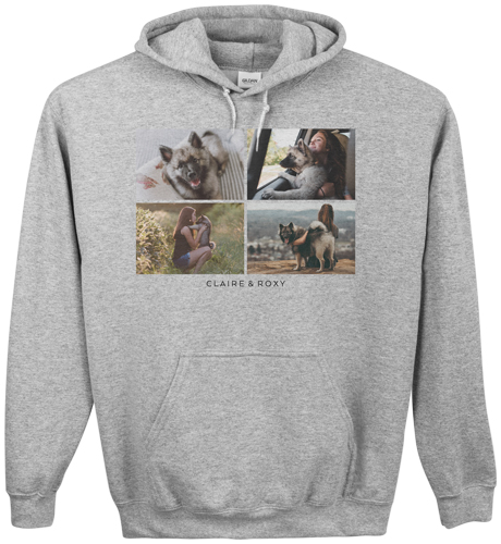 Gallery of Four Custom Hoodie, Single Sided, Adult (S), Gray, White