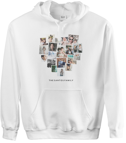Tilted Heart Collage Custom Hoodie, Single Sided, Adult (M), White, White
