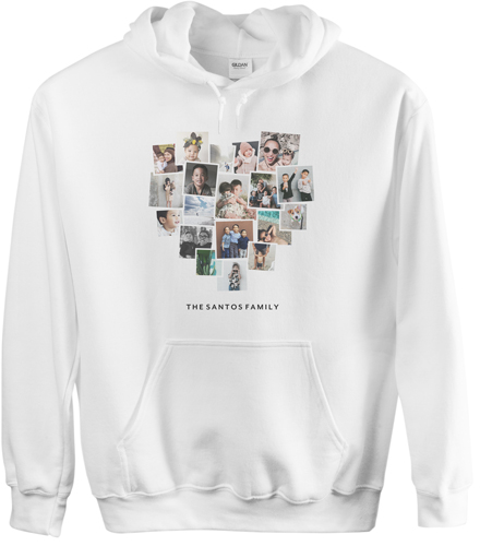 Tilted Heart Collage Custom Hoodie, Double Sided, Adult (M), White, White