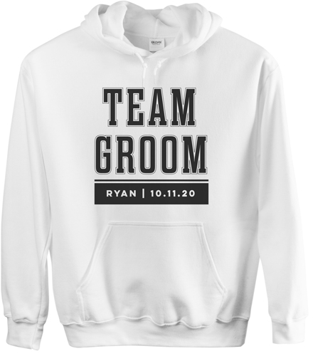 Team Groom Custom Hoodie, Single Sided, Adult (M), White, Black, black