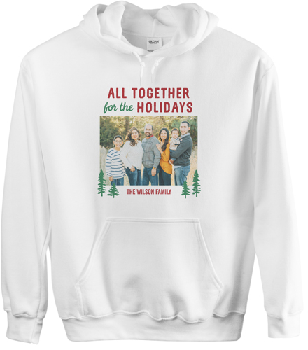 All Together for the Holidays Custom Hoodie, Double Sided, Adult (M), White, Red, marsala