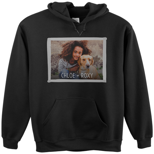 Watercolor Edge Custom Hoodie, Single Sided, Adult (M), Black, Gray, silver lining